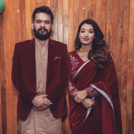 Balen Shah and his wife Sabeena Kafle in traditional Nepali dress.